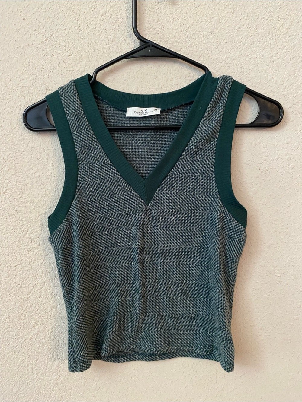 Rebellious Dreamer Forest Green & Heather Gray V-Neck Knit Tank